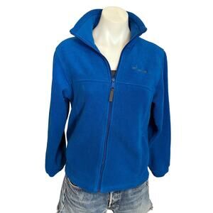 Columbia Fleece Jacket Electric Blue Small Kids 14-16 Full Zip Plush Pockets NEW
